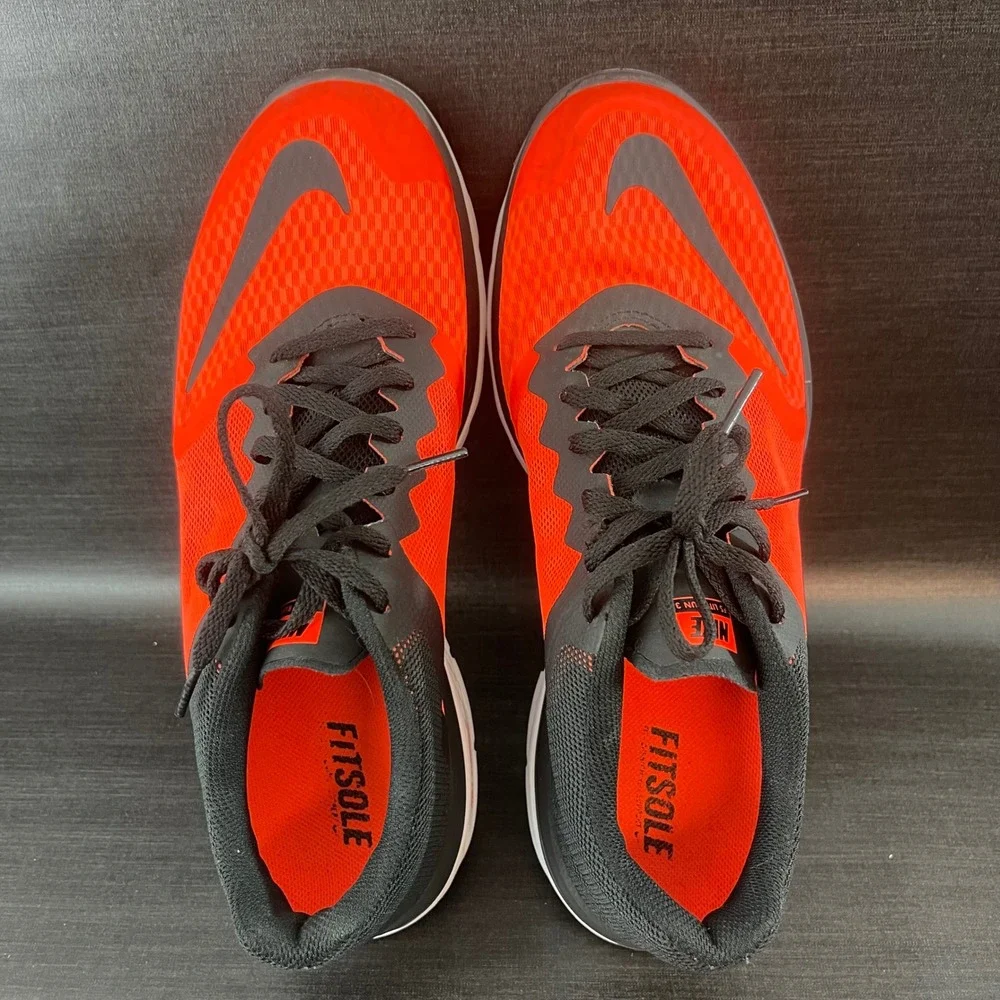 Nike FS Lite Run 3 Men Size 8.5 Bright Orange Red Black Running Shoes 807144-801